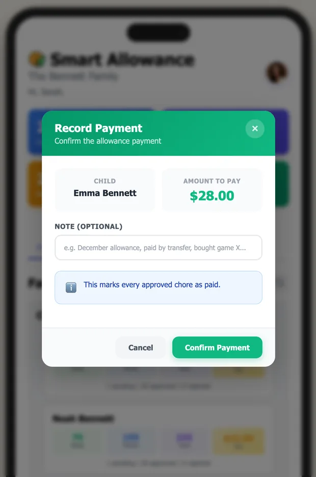 Paying the allowance
